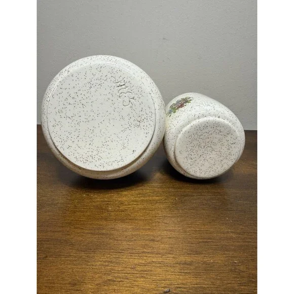 Vintage Bedside Tumble Up Water Decanter Floral Cream With Brown Speckled - Picture 3 of 7